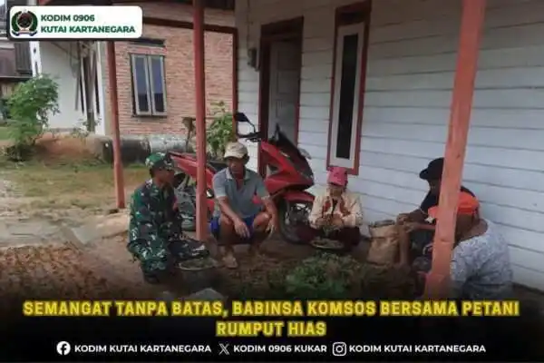 Semangat Tanpa Batas, Babinsa Komsos Bersama Petani Rumput Hias