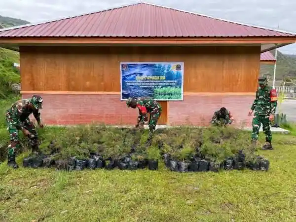 Kodim 1714/Puncak Jaya Bersama Rakyat Tanam Bibit Cemara Sebagai Generasi Mendatang Untuk Kabupaten Puncak Jaya