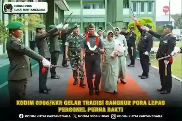Kodim 0906/Kkr Gelar Tradisi Sangkur Pora Lepas Personel Purna Bakti