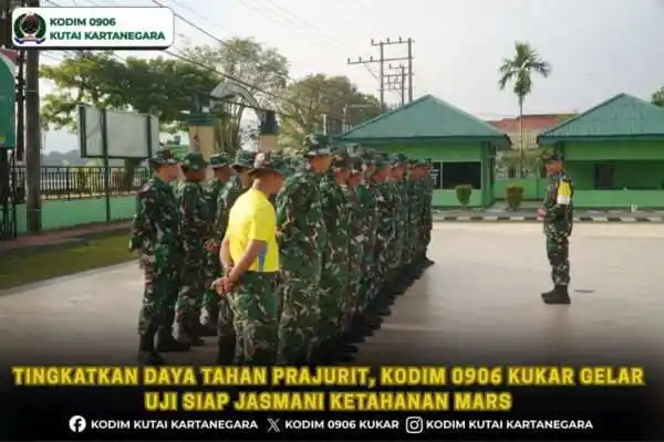 Tingkatkan Daya Tahan Prajurit, Kodim 0906 Kukar Gelar Uji Siap Jasmani Ketahanan Mars