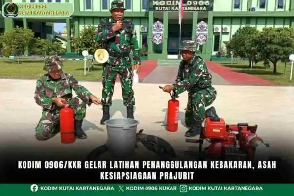 Kodim 0906/Kkr Gelar Latihan Penanggulangan Kebakaran, Asah Kesiapsiagaan Prajurit