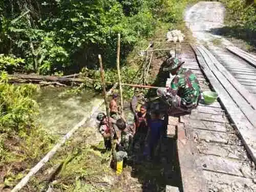Satgas TMMD Ke-129 Kodim 1807/Sorong Selatan Kebut Pembangunan Jembatan Beton, Wujudkan Akses yang Lebih Baik untuk Warga Kampung Sesor