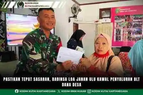 Pastikan Tepat Sasaran, Babinsa Loa Janan Ulu Kawal Penyaluran BLT Dana Desa