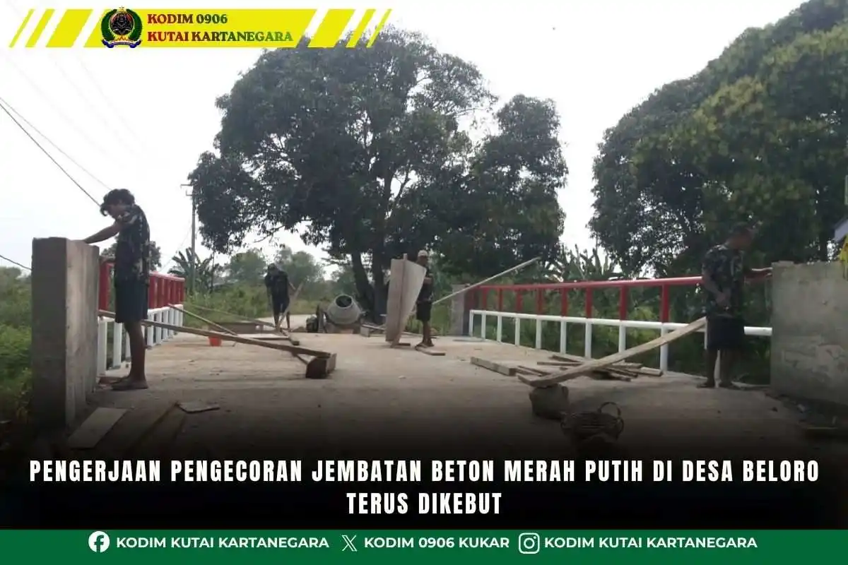 Pengerjaan Pengecoran Jembatan Beton Merah Putih Di Desa Beloro Terus Dikebut