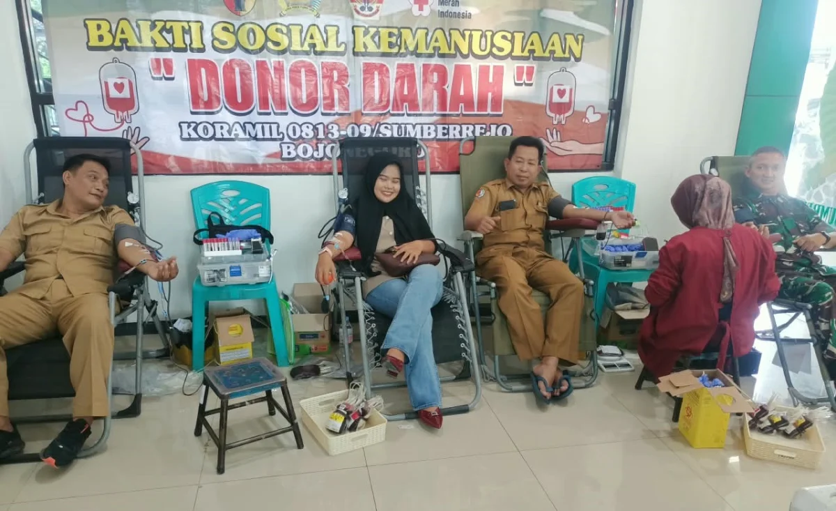 Sinergi Kemanusiaan, TNI dan Warga Sumberrejo Bojonegoro Sukses Kumpulkan 30 Kantong Darah