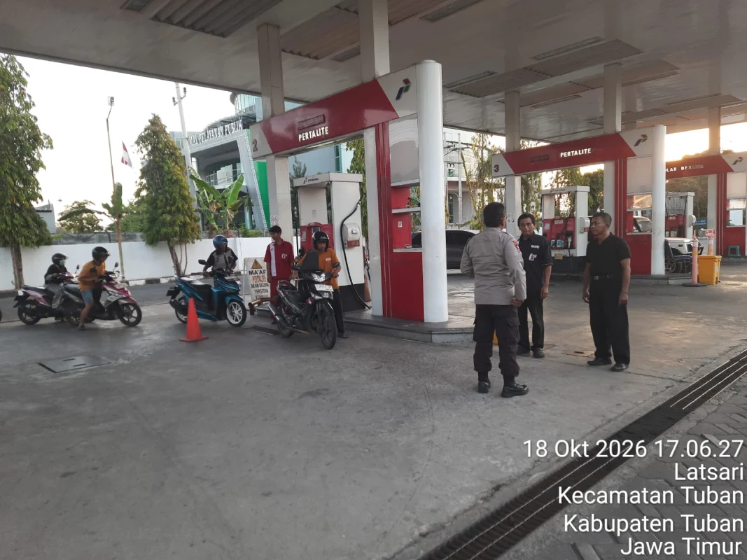Antisipasi Permainan BBM Subsidi, Polresta Tuban Tingkatkan Patroli di Sekitar SPBU