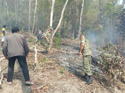 Gerak Cepat Koramil dan Damkar, Kebakaran Kebun di Bukit Durian Berhasil Dipadamkan