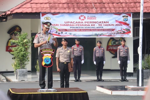 Tanamkan Semangat Patriotisme dan Persatuan, Polresta Sorong Kota Gelar Upacara Hari Sumpah Pemuda Ke-98 Tahun 2026