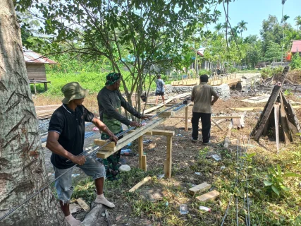 Progres Capai 55 Persen, Satgas TMMD Ke-130 Lanjutkan Pembangunan Jembatan Di Yamboi Gunung
