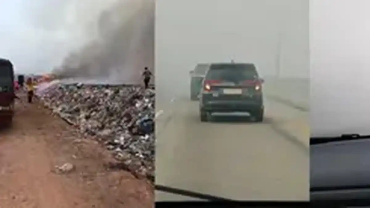 Asap Kebakaran TPA Lampung Tengah Ganggu Pandangan di Tol Bakauheni–Terbanggi Besar