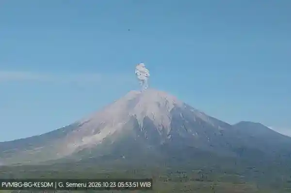 Erupsi Semeru Pagi Hari, Kolom Abu Terpantau Setinggi 1,2 Kilometer