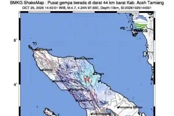 Gempa Magnitudo 4,7 Guncang Aceh Tamiang, Getaran Terasa di Gayo Lues