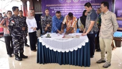 Penandatanganan PKS Kampung Nelayan Merah Putih Dorong Penguatan Ekonomi Maritim di Sarmi