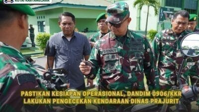 Pastikan Kesiapan Operasional, Dandim 0906/Kkr Lakukan Pengecekan Kendaraan Dinas Prajurit