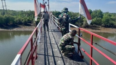 TNI AD Rampungkan Rehab Jembatan Gantung di Langkat, Akses dan Konektivitas Warga Kembali Normal