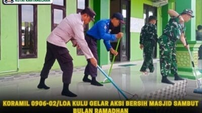 Koramil 0906-02/Loa Kulu Gelar Aksi Bersih Masjid Sambut Bulan Ramadhan