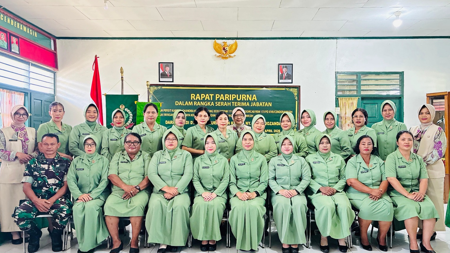 Rapat Paripurna Dalam Rangka Serah Terima Jabatan Ketua Persit KCK Cabang XXXV Kodim 1710/Mimika