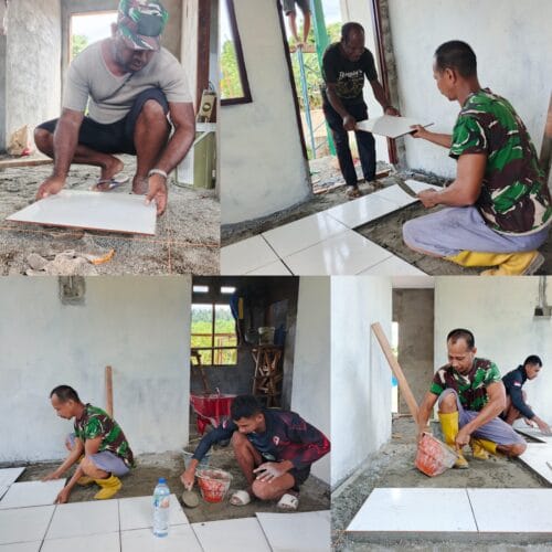 RTLH TMMD Ke-128 Kodim 1801/Manokwari Mulai Tahap Pemasangan Keramik