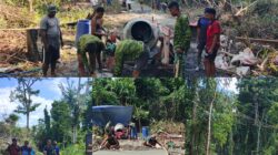 TMMD Ke-128 Kodim 1801/Manokwari Laksanakan Pengecoran Jalan Capai 62 Persen