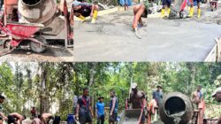 Semangat Gotong Royong Satgas TMMD Ke-128 Kodim 1801/Manokwari, Kebut Pembangunan Cor Jalan Warga Kampung Tanah Rubuh