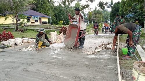TMMD Ke-129 hari ke 2 (dua) TA 2026 Pembuatan Jalan Cor di Kampung Sesor, Tingkatkan Akses dan Kesejahteraan Masyarakat