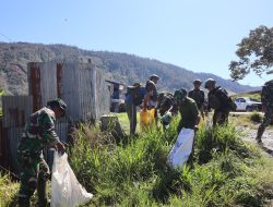 HUT TNI Ke-81 Tahun  2026, Kodim 1714/Puncak Jaya : TNI Peduli Sampah Bersama Masyarakat