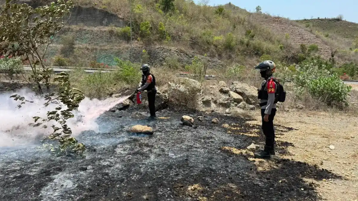 Polisi Bergerak Tangani Karhutla di Jalur Bypass Mandalika-Sunggung Jelang MotoGP 2026