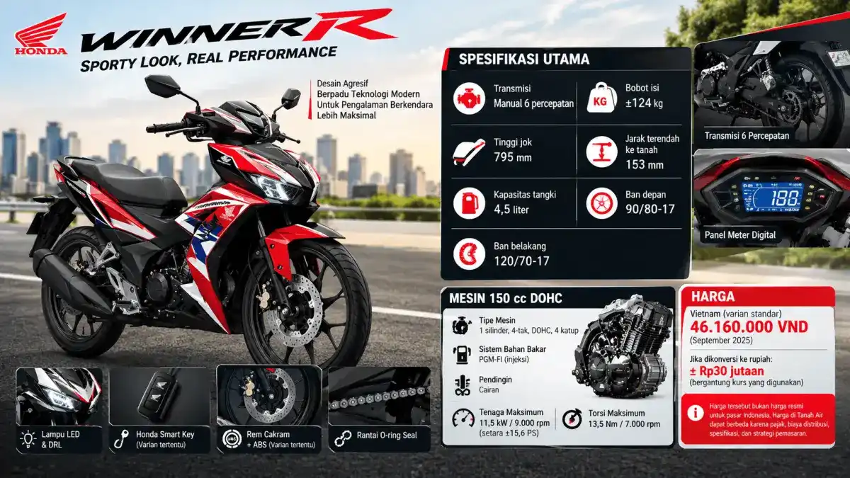 Honda Winner 2026 Hadir dengan Gaya Lebih Agresif dan Sentuhan CBR1000RR
