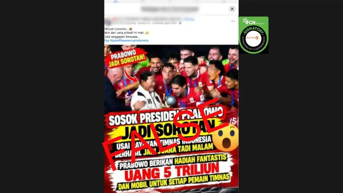 Klaim Prabowo Beri Rp5 Triliun dan Mobil kepada Pemain Timnas Dinyatakan Tidak Benar