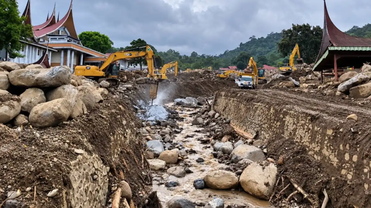 Langkah Kementerian PU Mengendalikan Risiko Galodo di Sungai Batang Baliang